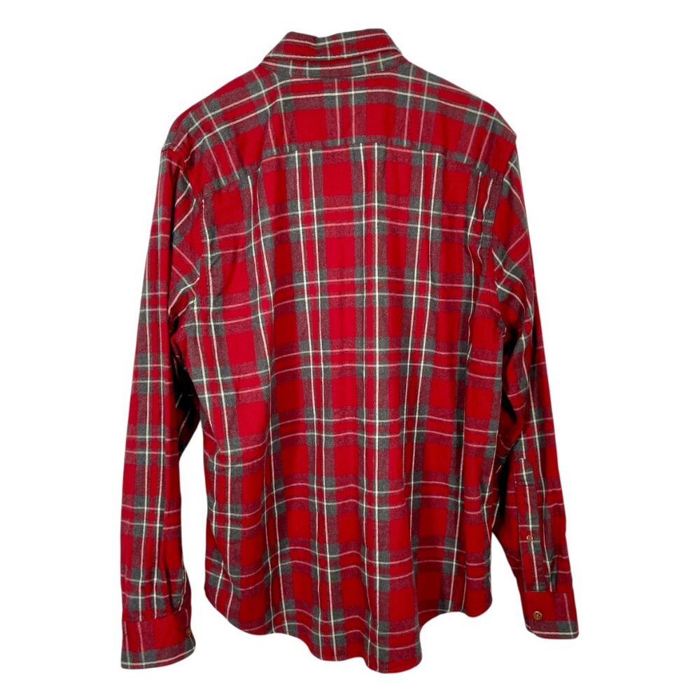 Abercrombie & Fitch 100% Cotton Red Gray Plaid Flannel Button Down Men’s XXL - Picture 3 of 15